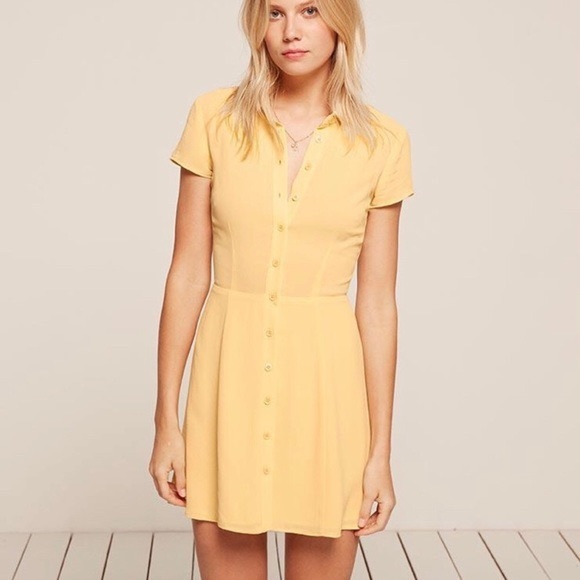 Reformation | Dresses | Reformation Pale Yellow Button Down Shirt Dress |  Poshmark